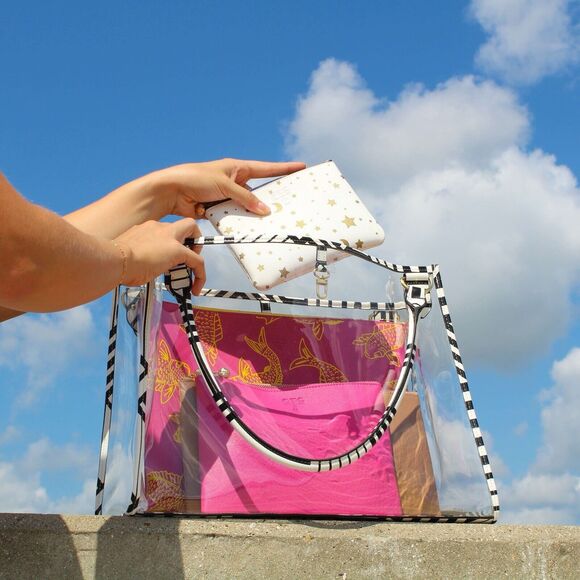 OTG Handbags - NWT On The Go OTG 247 The Nudie Tote Clear White Black